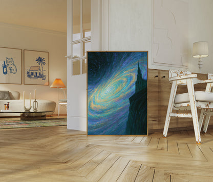 Plakát Hvězdná noc Galaxie Katedrála