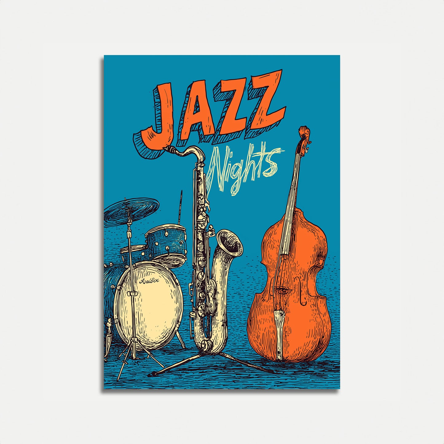 Jazz Nights Musical Instruments Poster