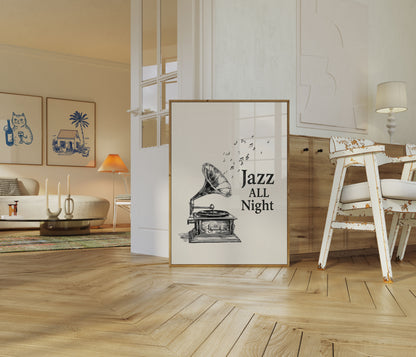 Vintage Jazz Gramophone Poster