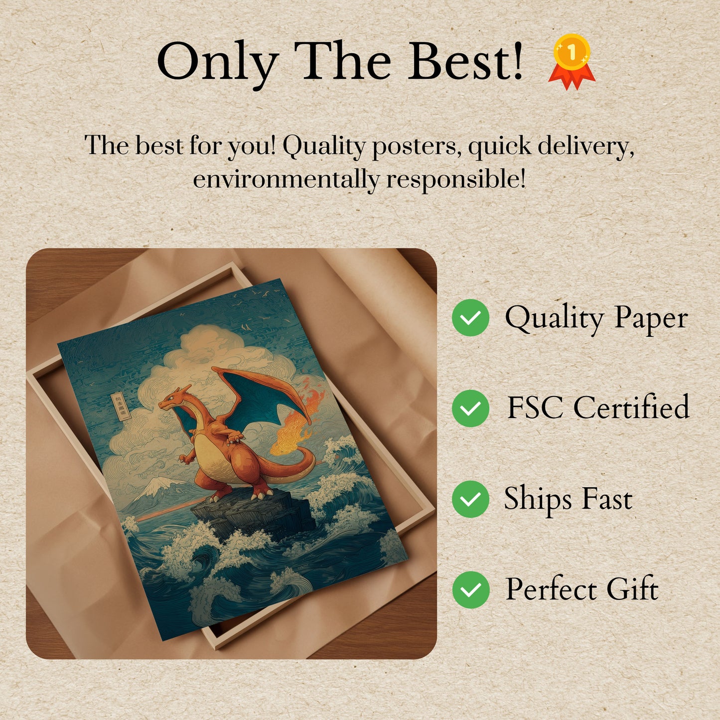 Fiery Dragon Waves Poster