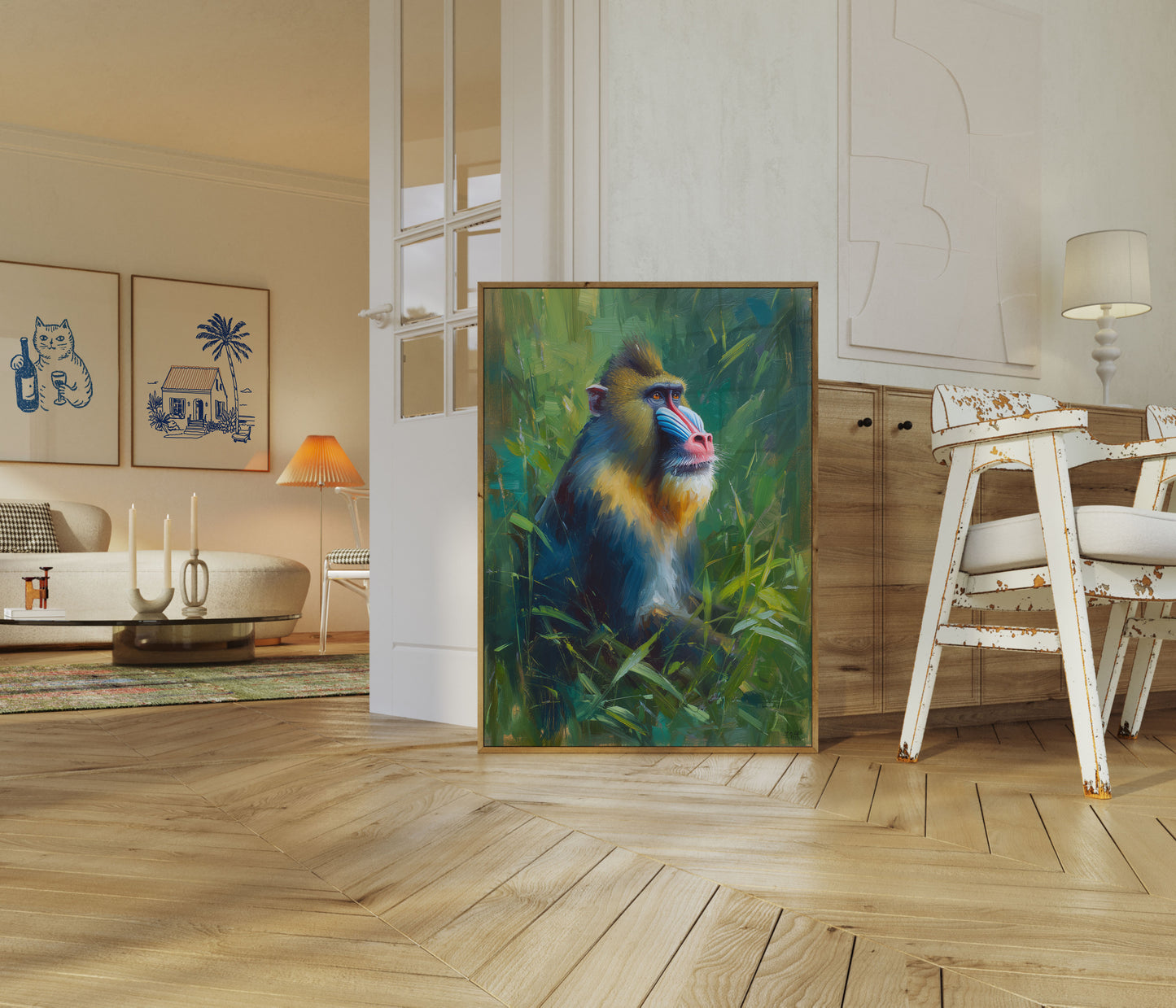 Colorful Mandrill in Jungle Poster
