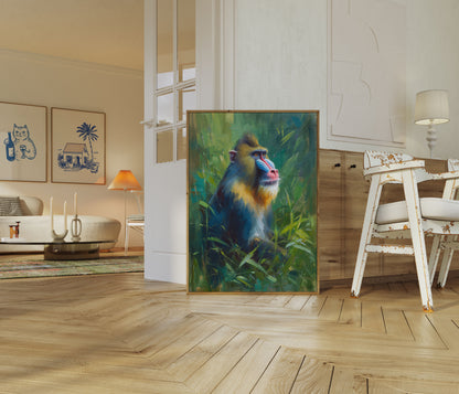 Colorful Mandrill in Jungle Poster