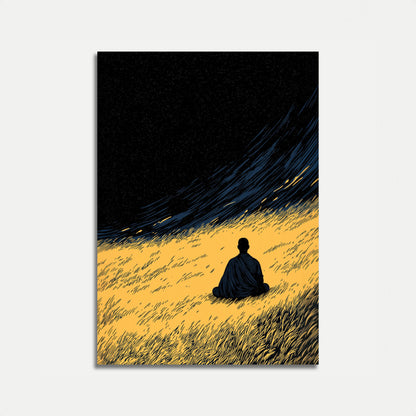 Póster de Meditación Bajo un Cielo Estrellado