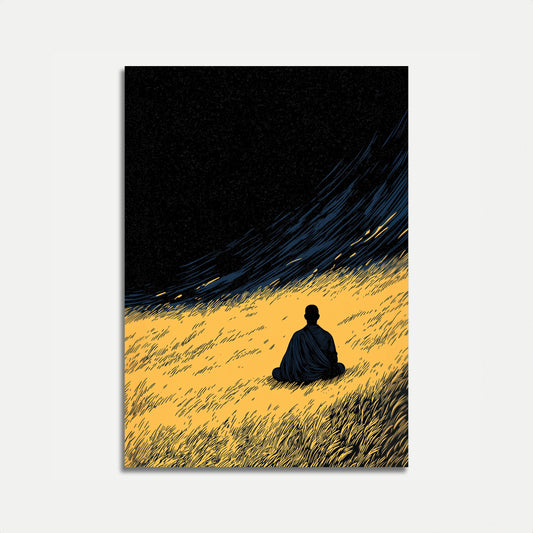 Póster de Meditación Bajo un Cielo Estrellado