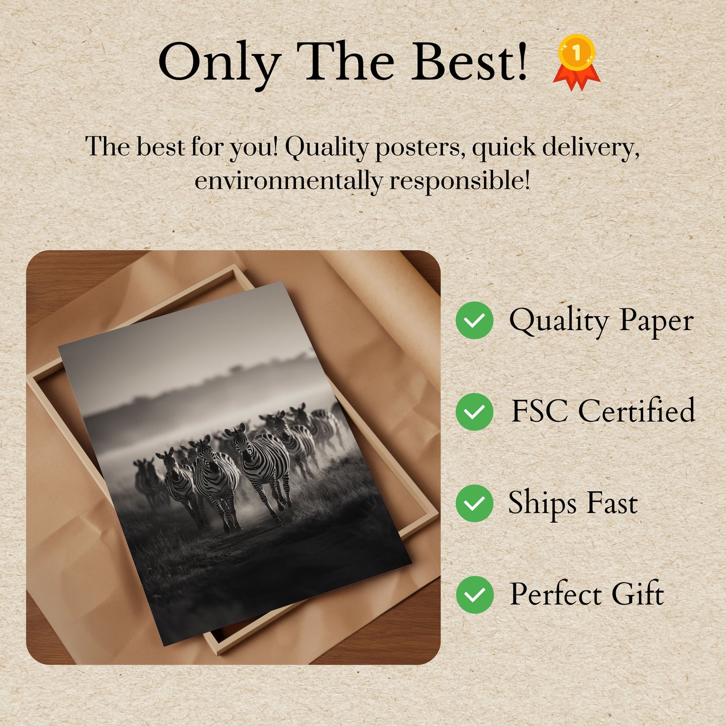 Zebra Herd Black and White Poster