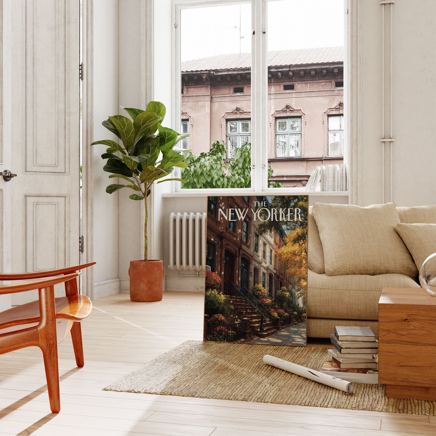 Autumn Brownstone New York Poster