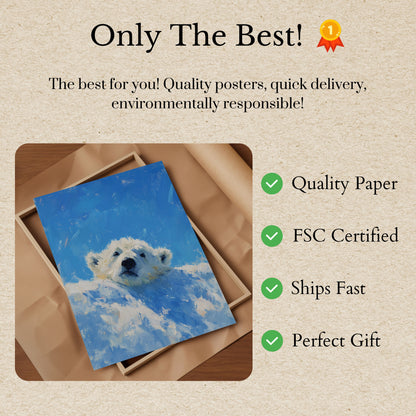White Polar Bear Portrait Poster