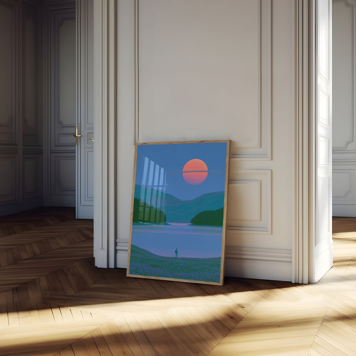 Saturn Over Alpine Lake Poster