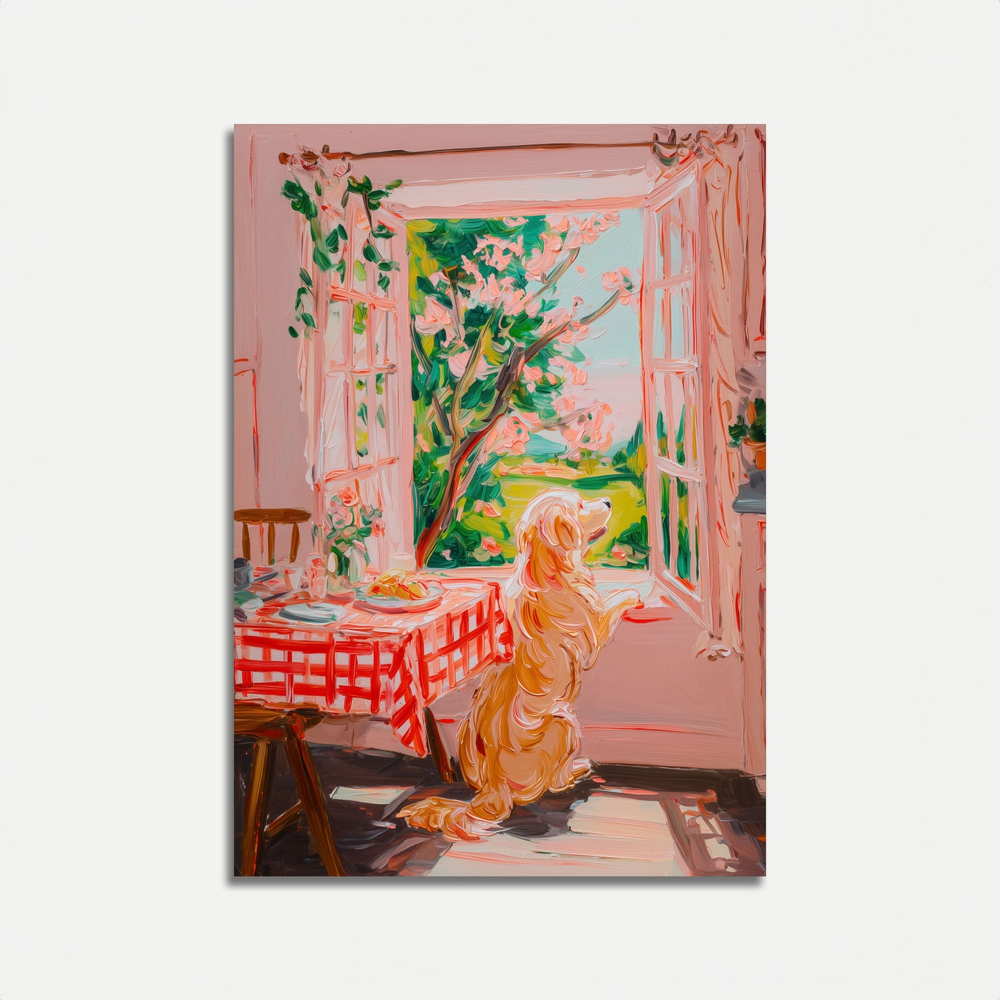 Golden Dog Garden Window Poster