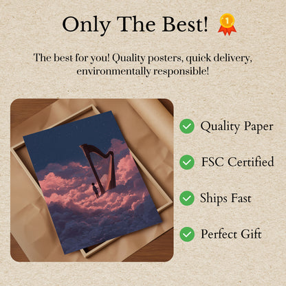 Celestial Harp in Clouds Poster