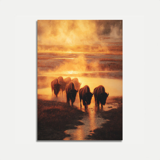 Majestyczny Bizon podczas Złotej Godziny - Plakat