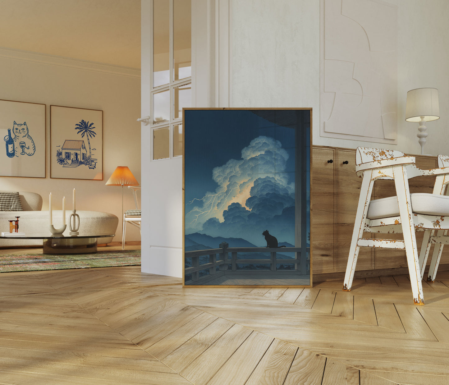 Kat ser på stormskyer plakat