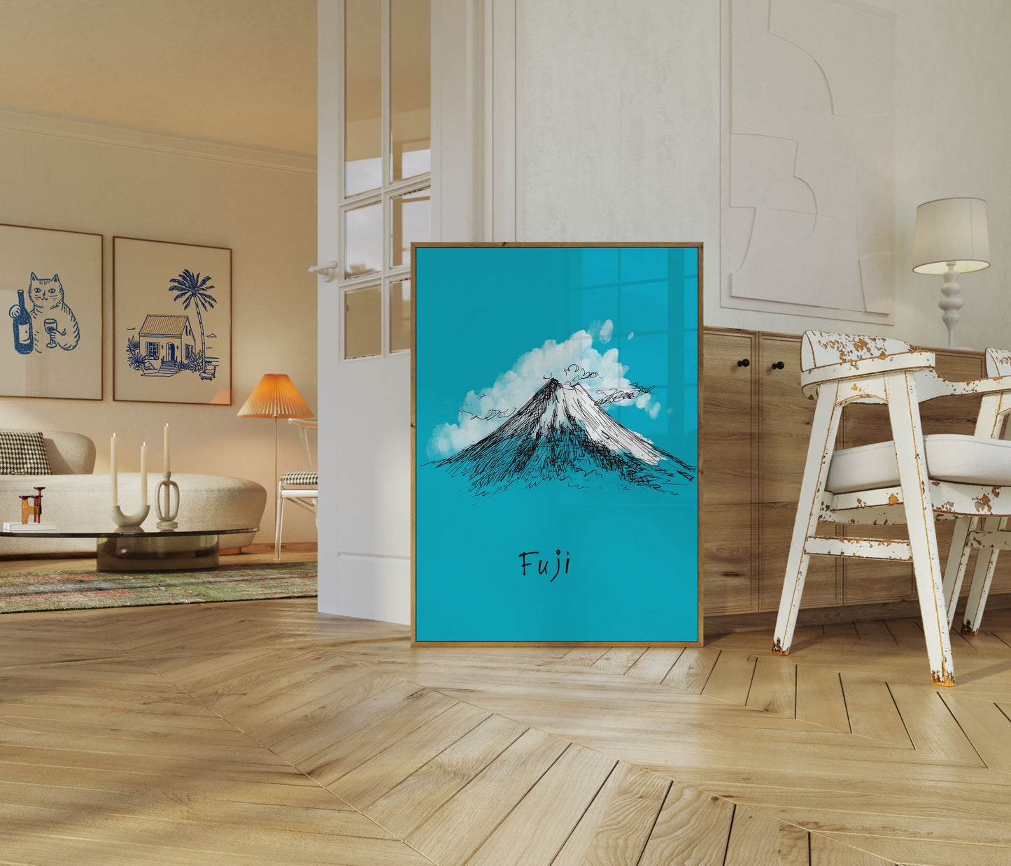 Póster del majestuoso paisaje del monte Fuji