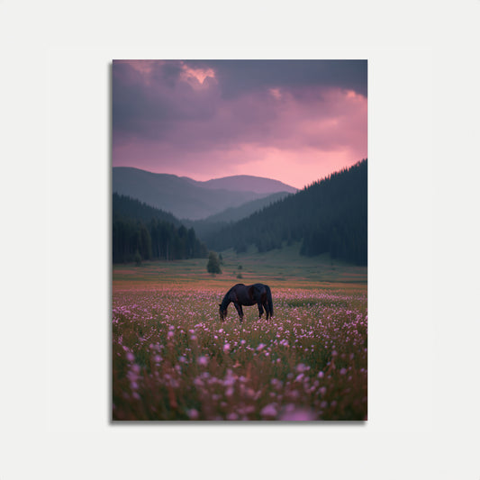 Magical Mountain Flower Fields Poster