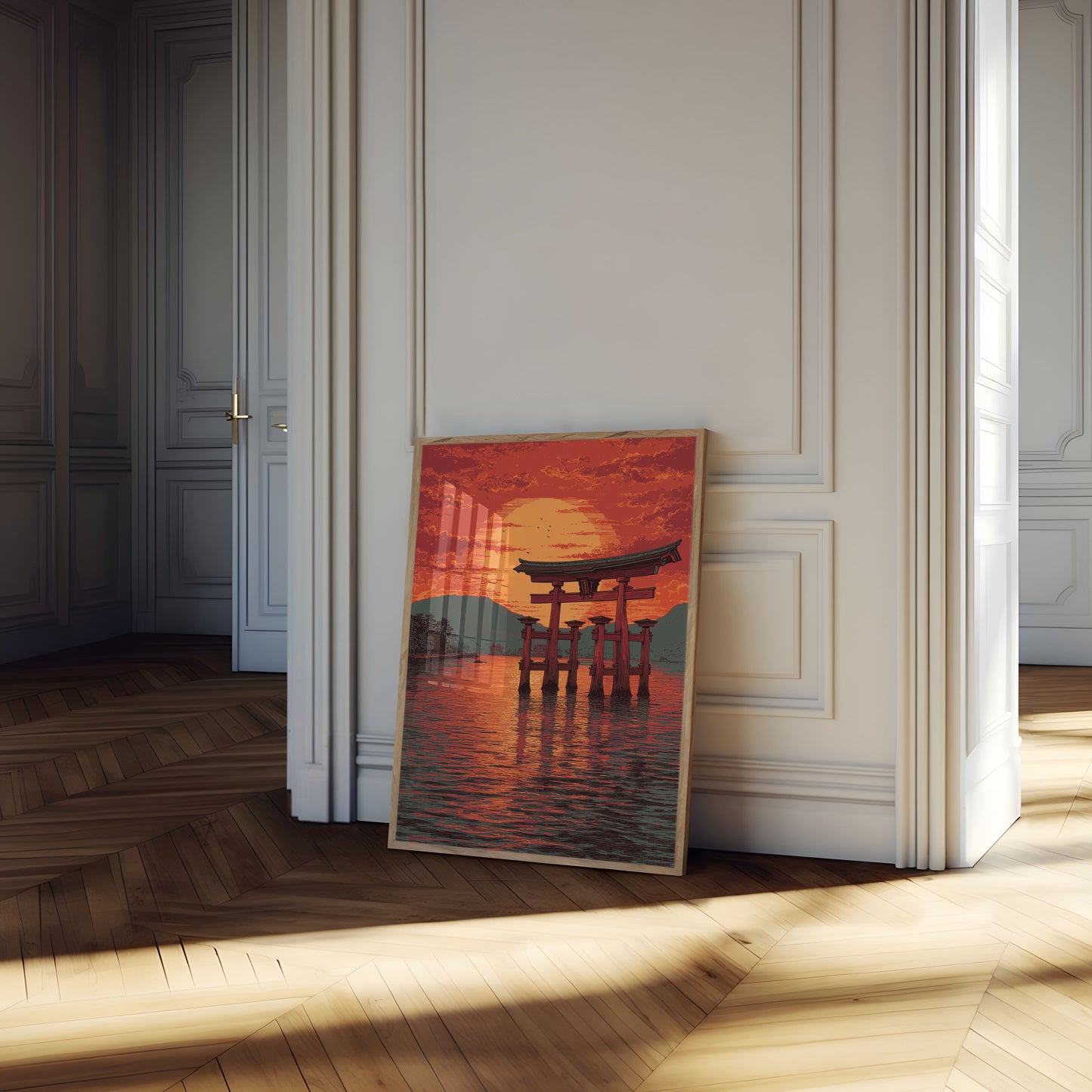 Japanese Torii Gate Sunset Poster