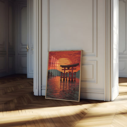 Japanese Torii Gate Sunset Poster