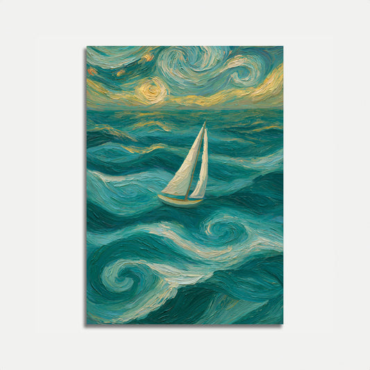 Sailboat on Starry Seas Poster