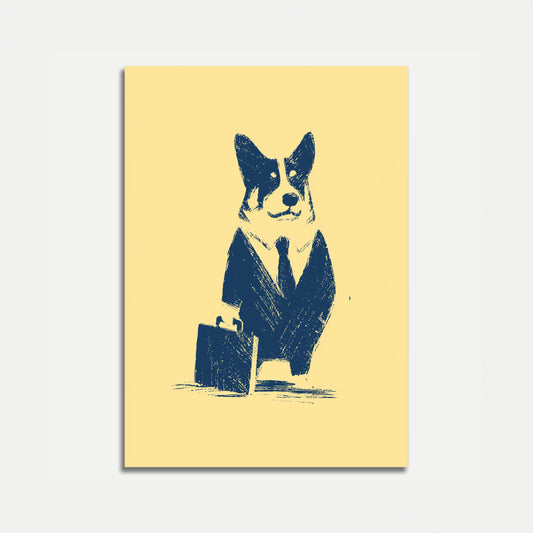Affiche de Corgi d'affaires en costume