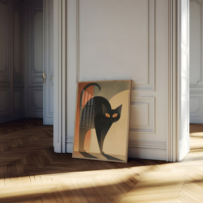 Geometric Black Cat Poster
