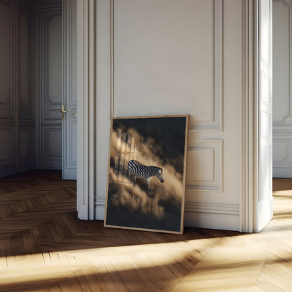 Zebra in Golden Grasslands Poster