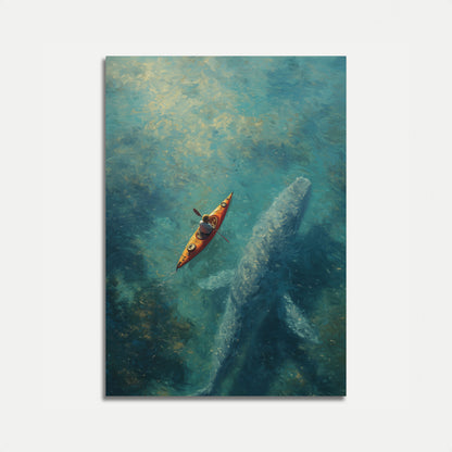 Kayaker erforscht Unterwasserruinen Poster