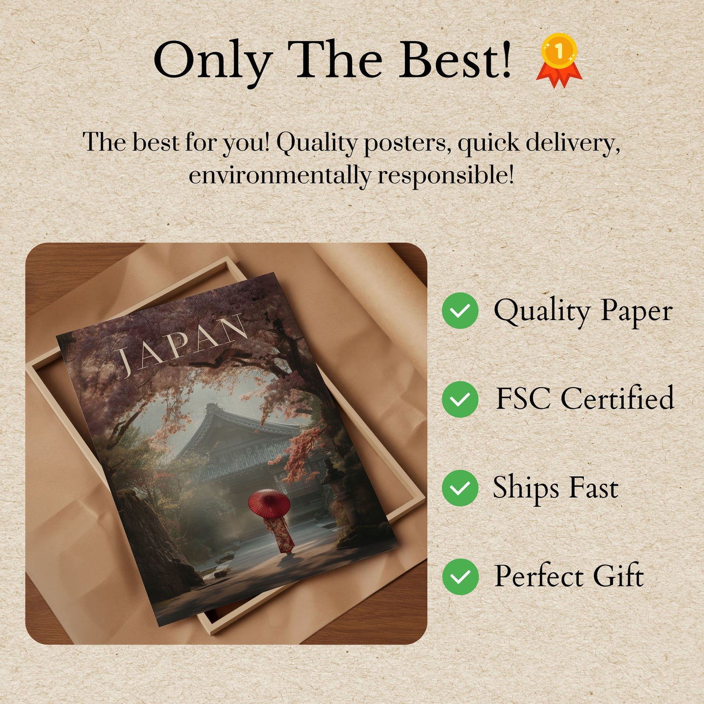 Japanese Temple Cherry Blossom Poster