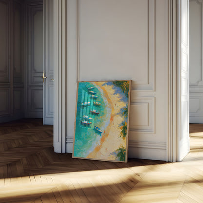 Tropical Beach Boats Poster