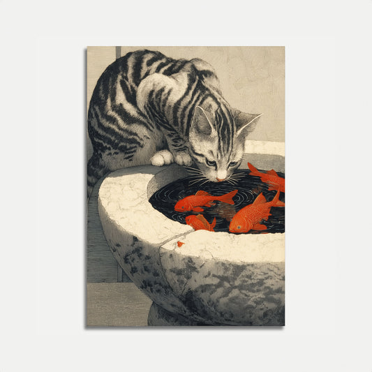 Kat og Guldfisk Nysgerrighed Plakat