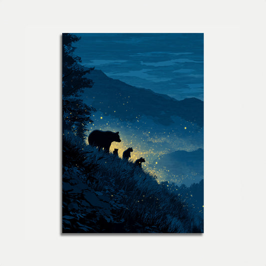 Bears by Starlight Mountain Poster