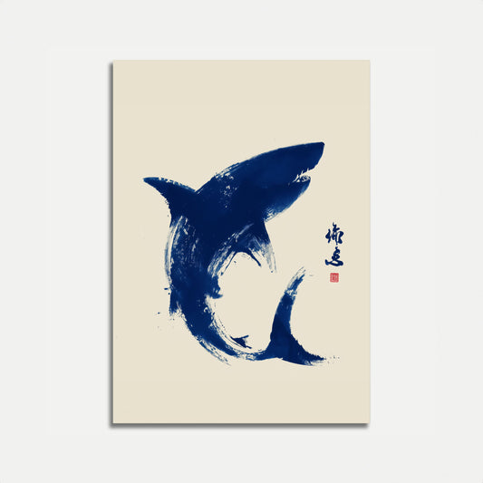 Deep Blue Shark Silhouette Poster