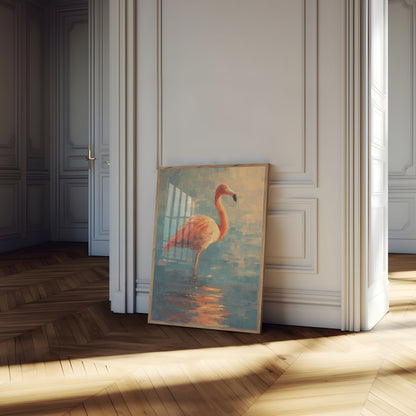 Solnedgang Flamingo Vandlandskab Plakat