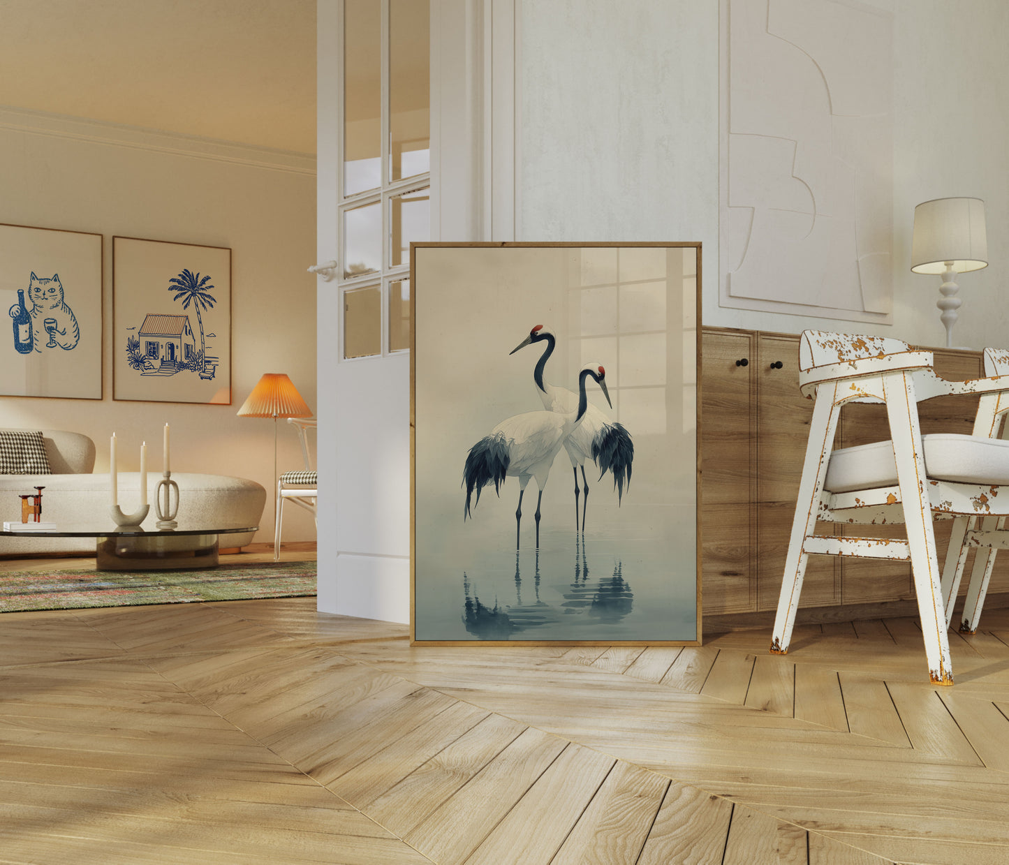 Elegant Crane Pair Poster