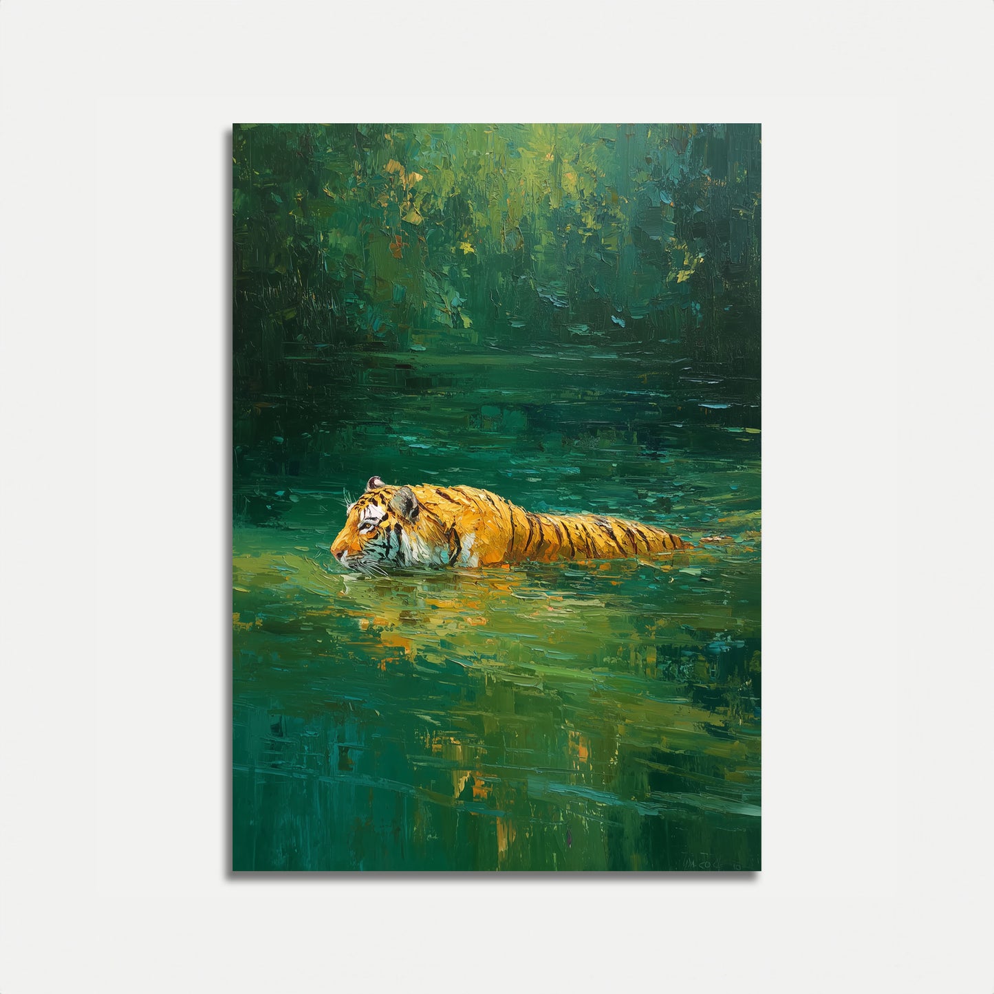 Tiger Swimming in Water Poster