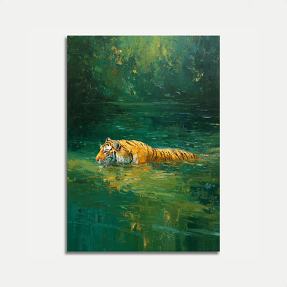 Tiger Swimming in Water Poster