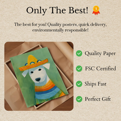 Festive Dog in Sombrero Poster