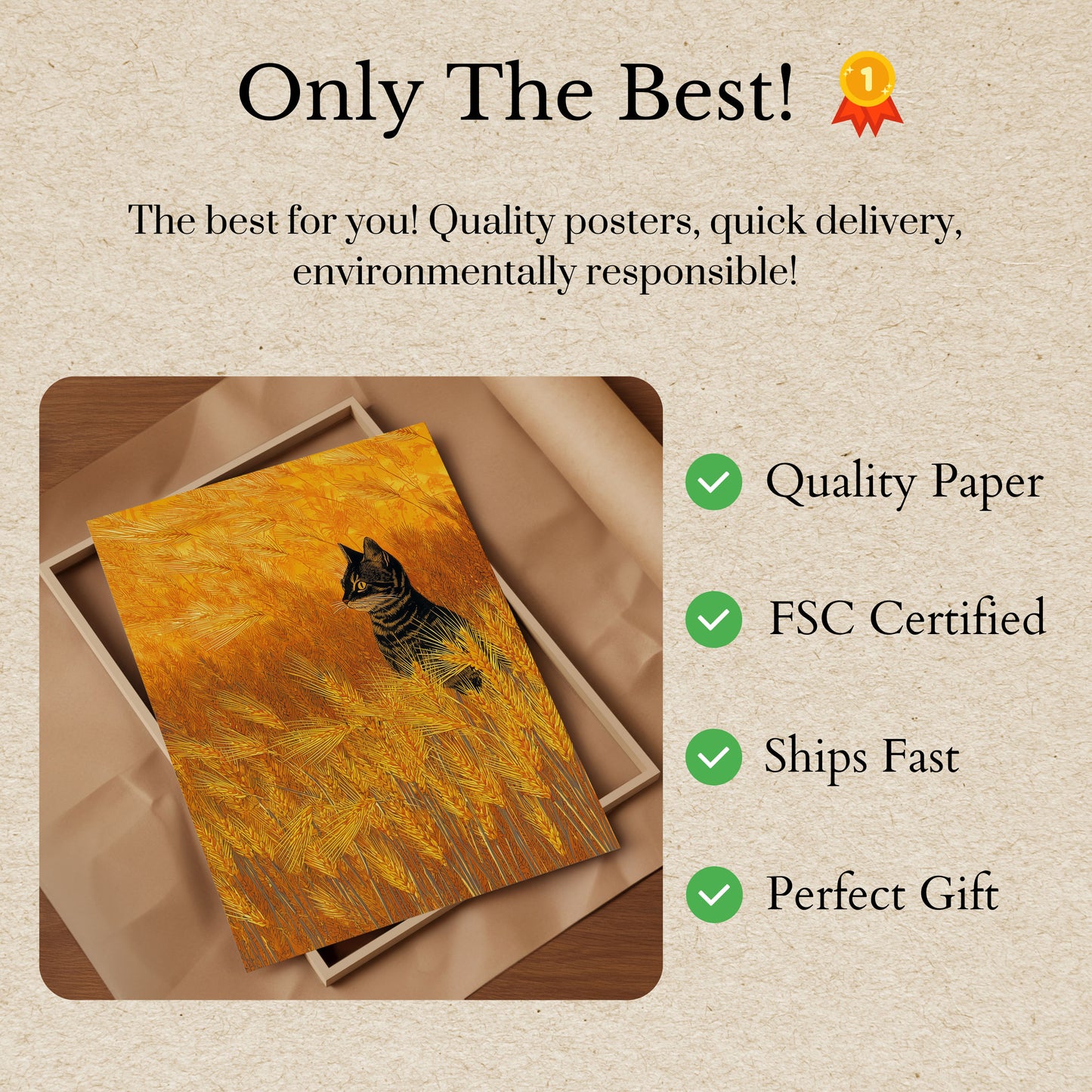 Tabby Cat in Golden Wheat Poster