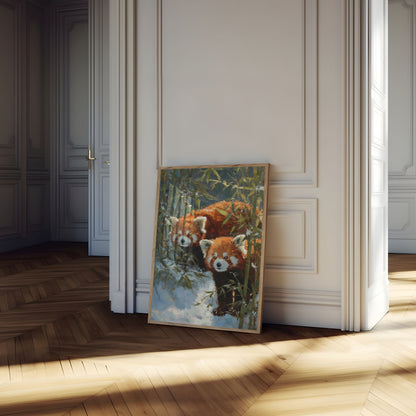 Red Pandas in Winter Snow Poster