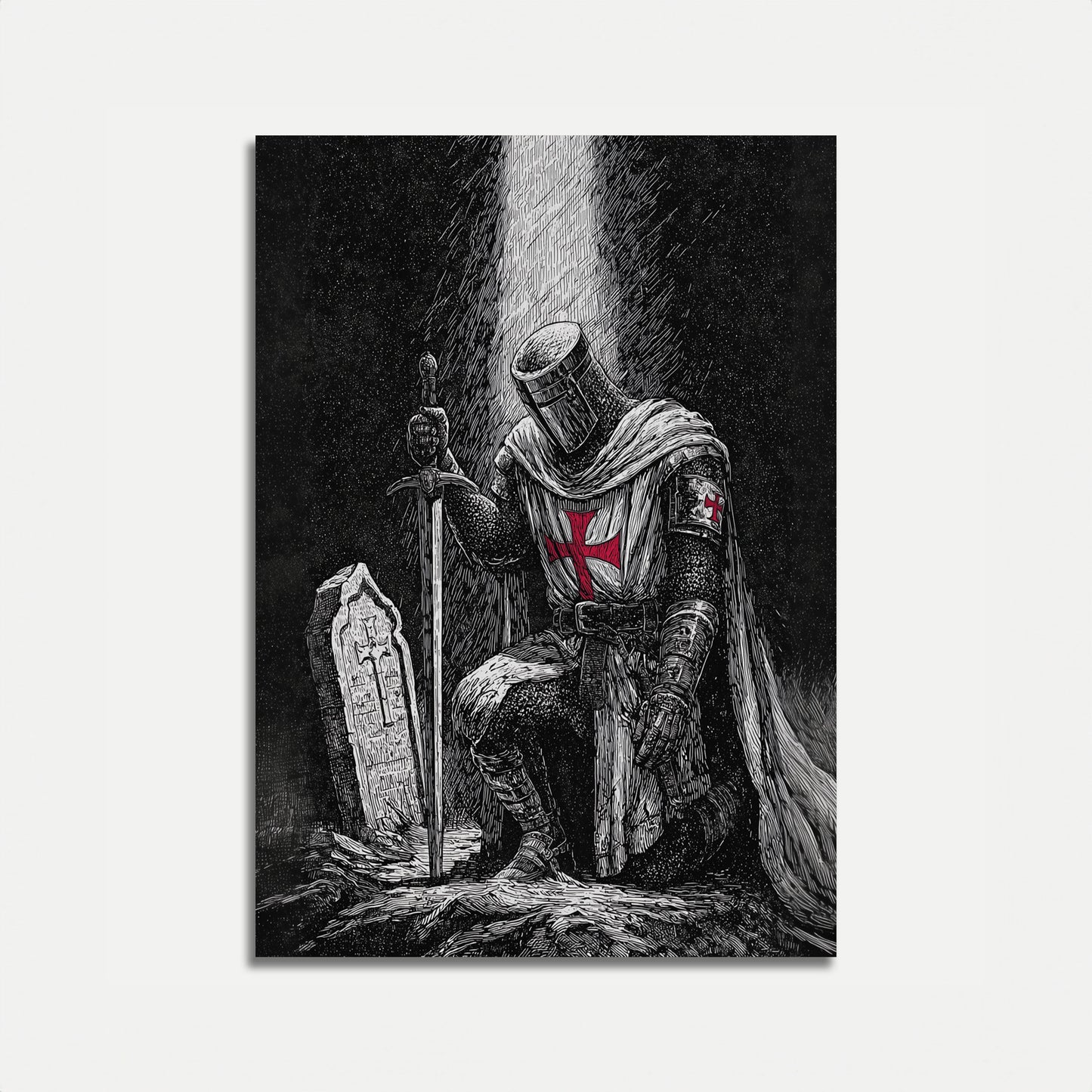 Średniowieczny Rycerz w Świetle Gwiazd Plakat