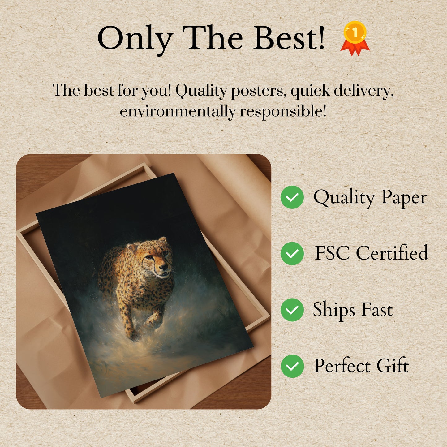 Fierce Cheetah Running Poster