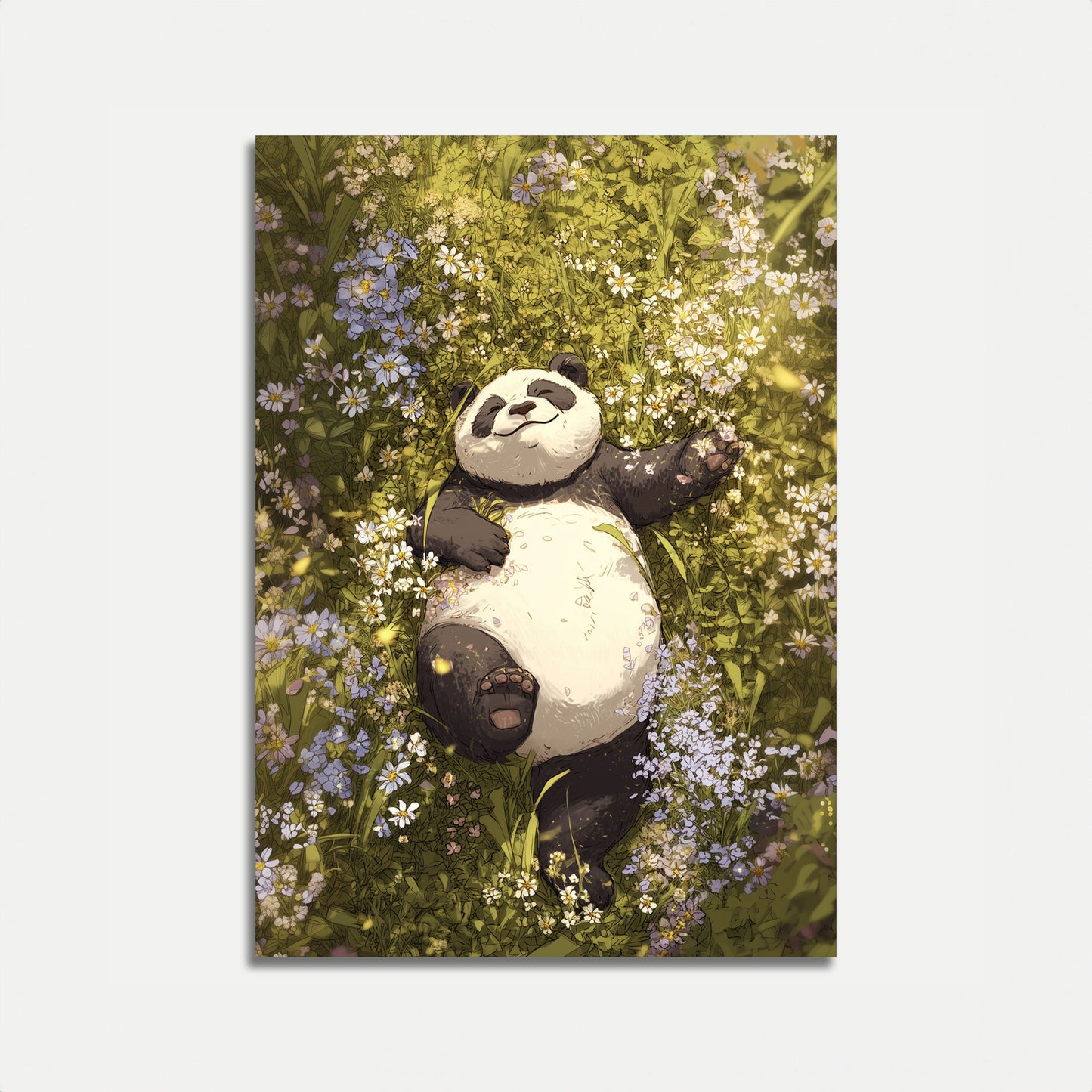 Peaceful Panda Meadow Poster
