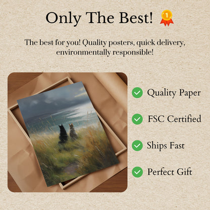 Dogs Watching Ocean Waves Poster