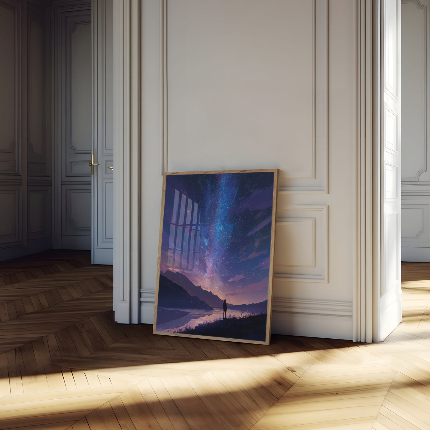 Starry Night Mountain Landscape Poster