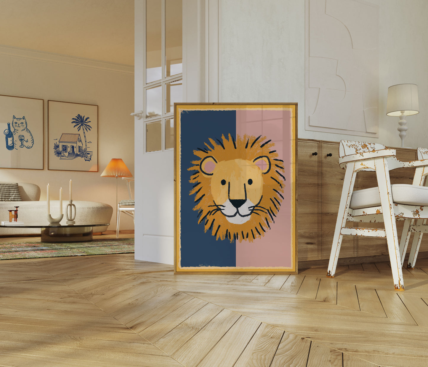 Smiling Lion Face Poster