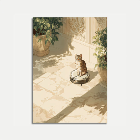 Cat on Robot Vacuum Poster