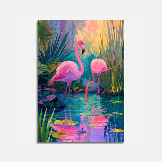 Levendige Flamingo's in Paradijs Poster