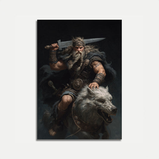 Warrior Viking Wolf Rider Poster