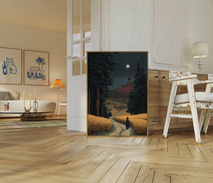 Moonlit Castle Mountain Poster