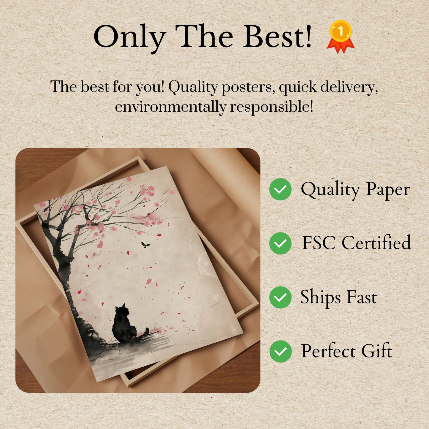 Sakura Cat Contemplation Poster