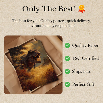 Póster de un depredador prehistórico feroz