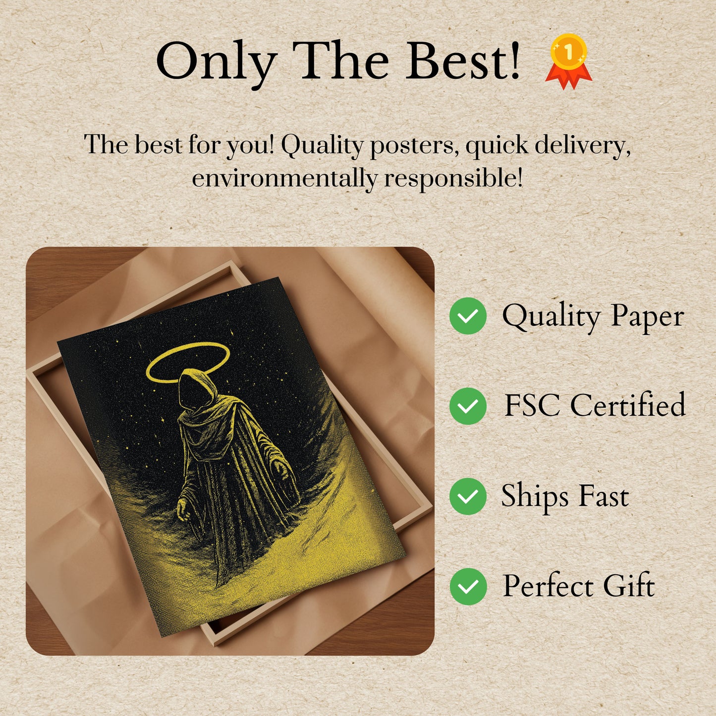 Celestial Angel with Golden Halo Poster